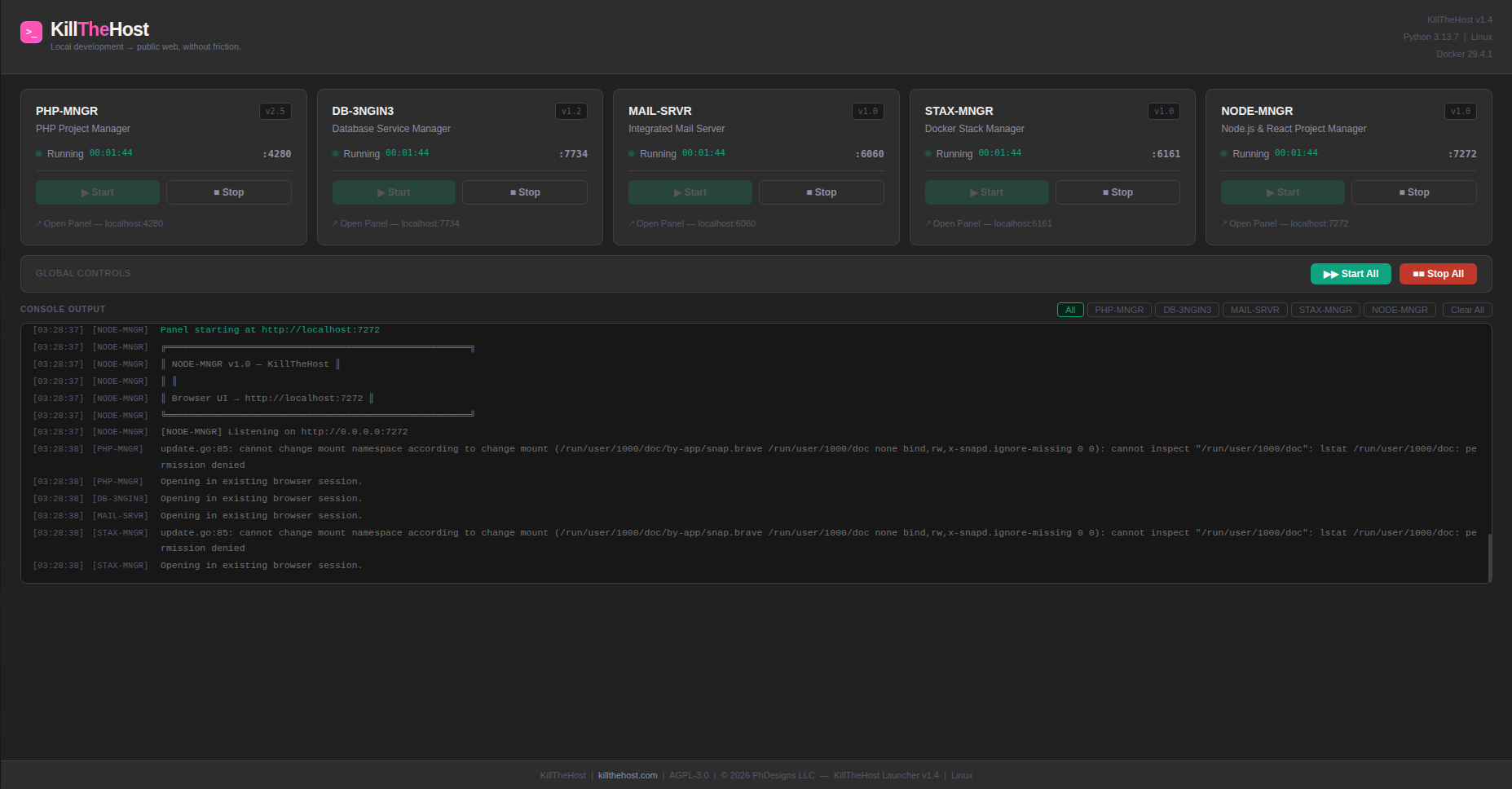 Unified Launcher interface screenshot